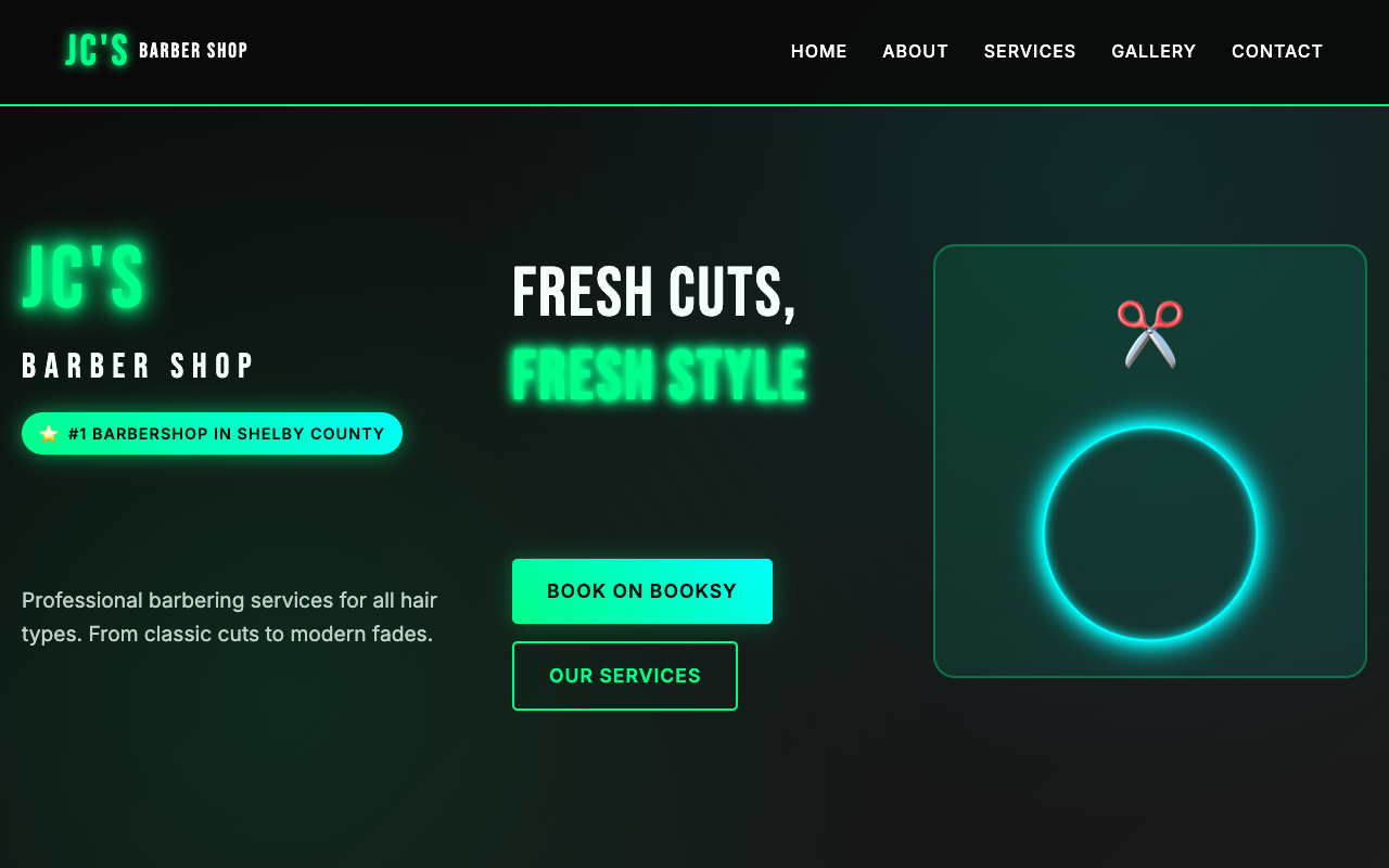 JC's Barber Shop website